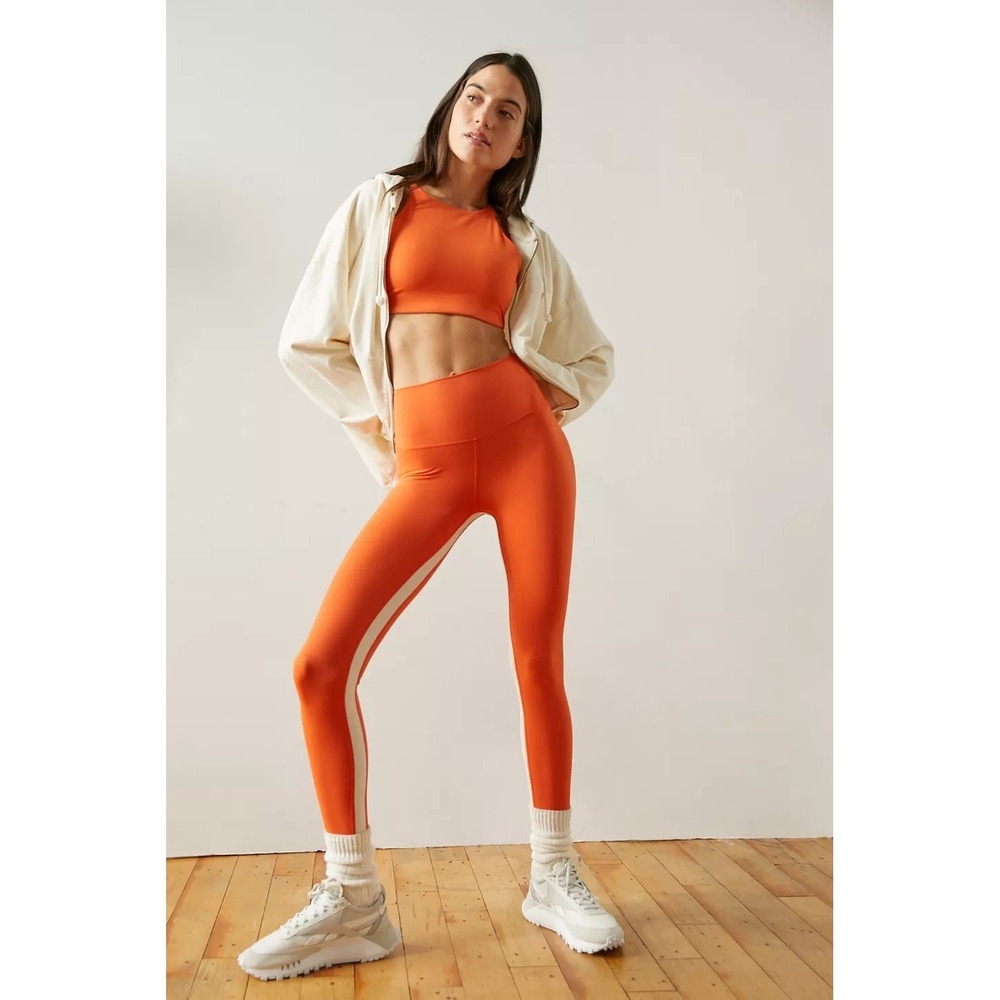Splits59 Womens Aerial High Waist Rigor 7/8 Leggings Orange Size S Athleisure‎